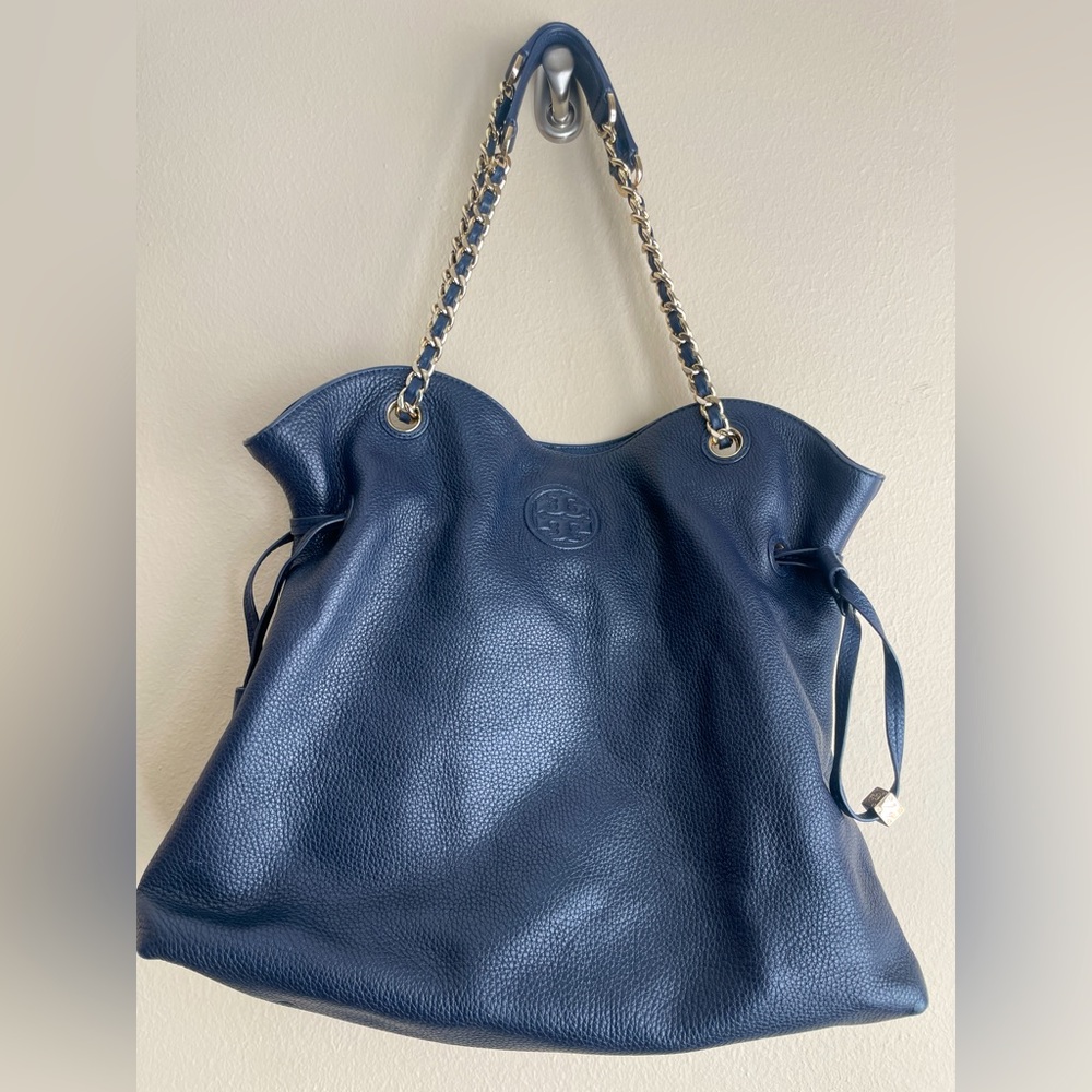 Tory Burch Hudson Leather Navy Handbag